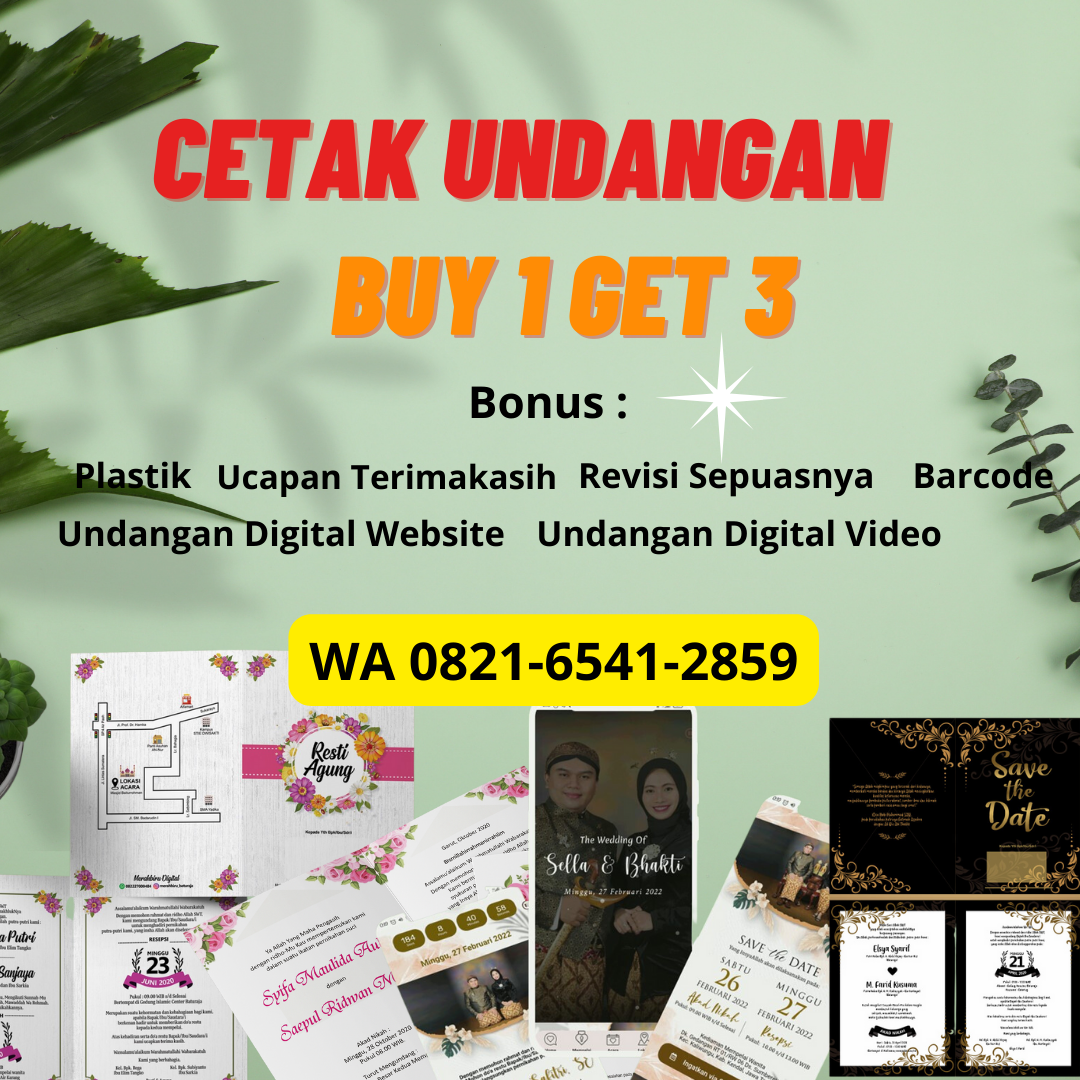 GRATIS, WA 0821-6541-2859, Cetak Undangan Pernikahan Custom Murah di Medan Denai, Percetakan Family