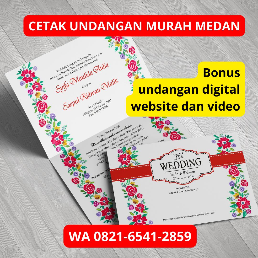 COD, WA 0821-6541-2859, Cetak Undangan Pernikahan Custom Murah di Medan Denai, Percetakan Family