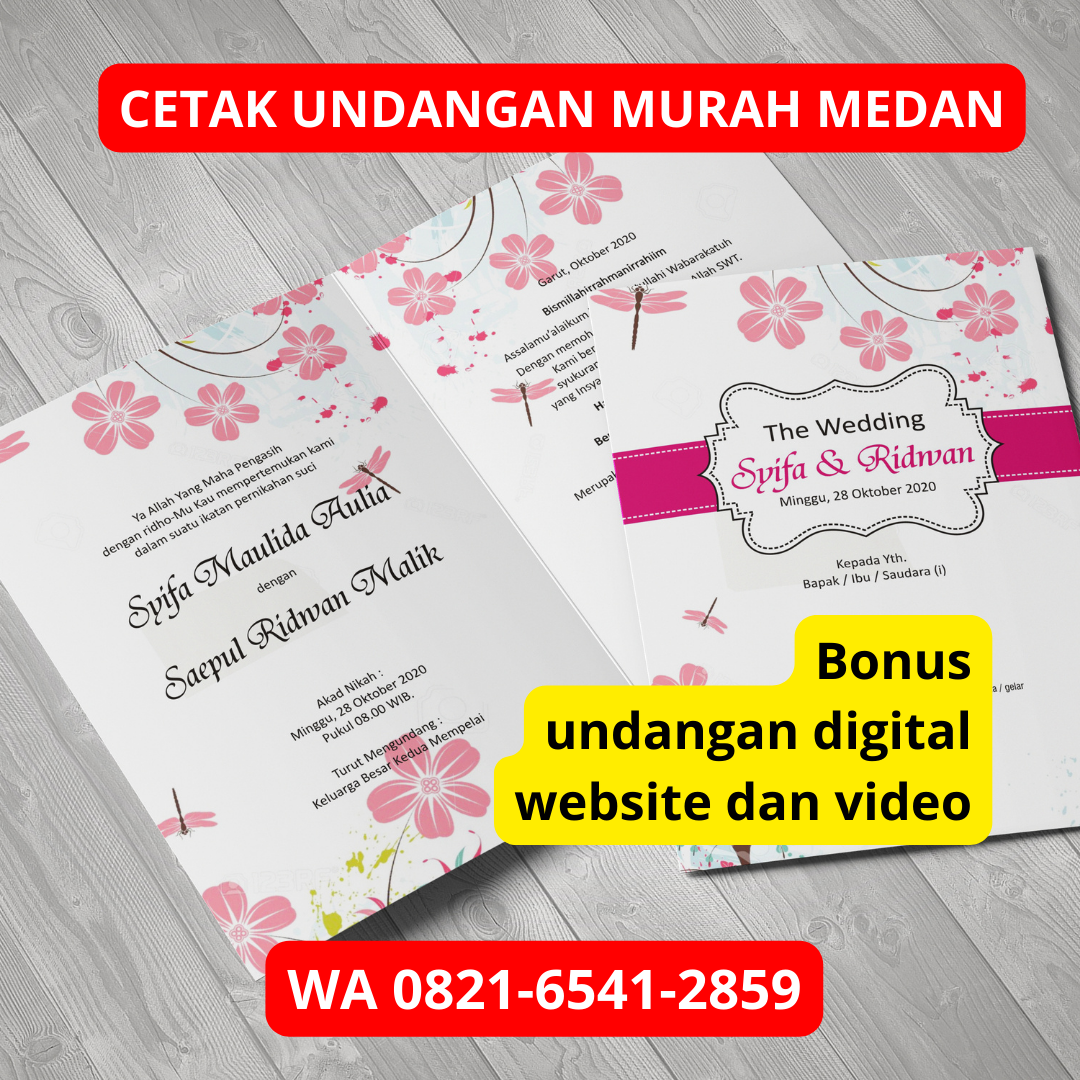 COD, WA 0821-6541-2859, Cetak Undangan Pernikahan Custom Murah di Medan Denai, Percetakan Family